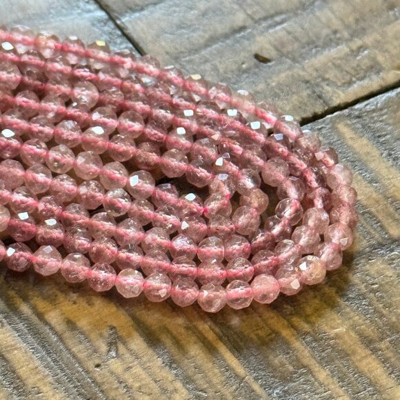 Faceted Strawberry Quartz Bead Strand - 4mm - Picture 6 of 6